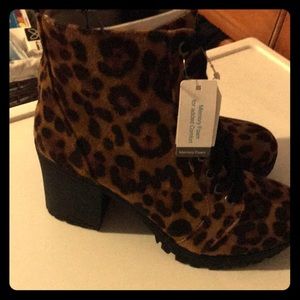NWT heeled boots animal print